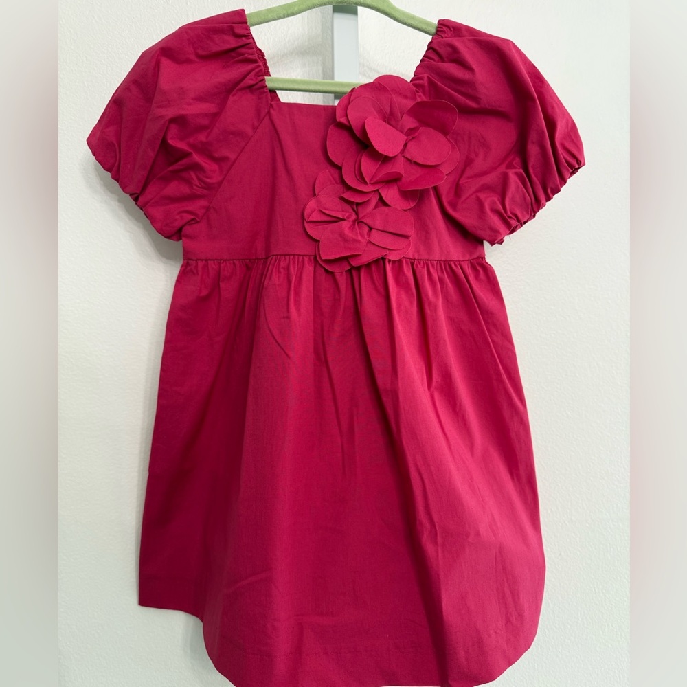 Zara Fuchsia Kids Dress with Floral Accents